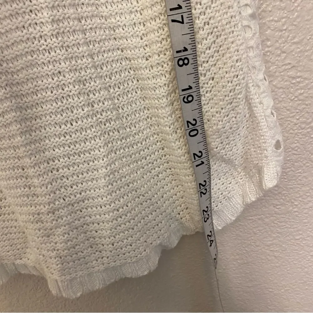 Lucky Brand boho white top blouse Crochet Eyelet embroidered open knit lace S